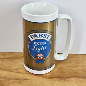 Vintage Pabst Extra Light Beer Thermo-Serv Insulated Plastic Stein Mug USA Made